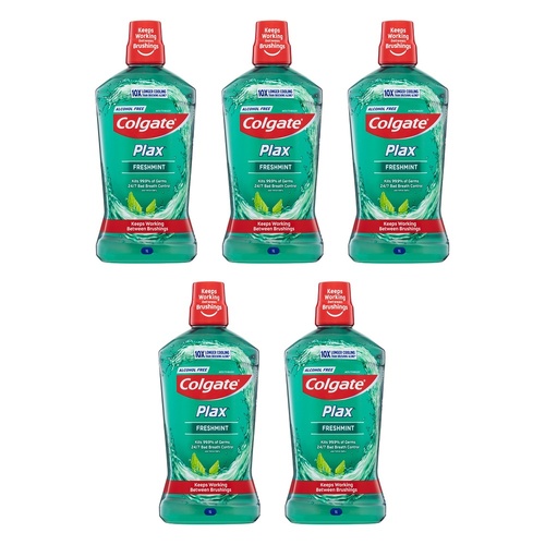 Colgate Plax Freshmint Alcohol Free Mouthwash 1L x 3 Bundle of 5