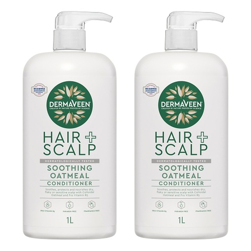DermaVeen Oatmeal Conditioner for Dry, Flaky or Sensitive Scalps 1L Pack of 2