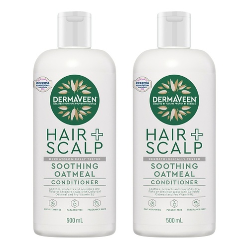 DermaVeen Oatmeal Conditioner for Dry, Flaky or Sensitive Scalps 500mL Pack of 2