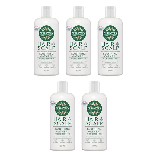 DermaVeen Oatmeal Conditioner for Dry, Flaky or Sensitive Scalps 500mL Pack of 5