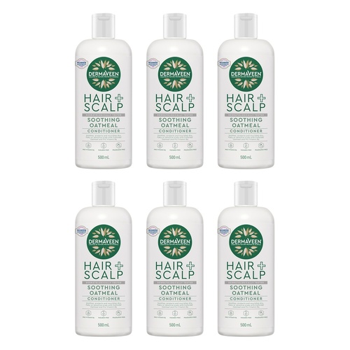 DermaVeen Oatmeal Conditioner for Dry, Flaky or Sensitive Scalps 500mL Pack of 6