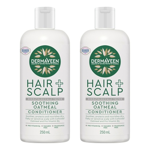 DermaVeen Oatmeal Conditioner for Dry, Flaky or Sensitive Scalps 250mL Pack of 2