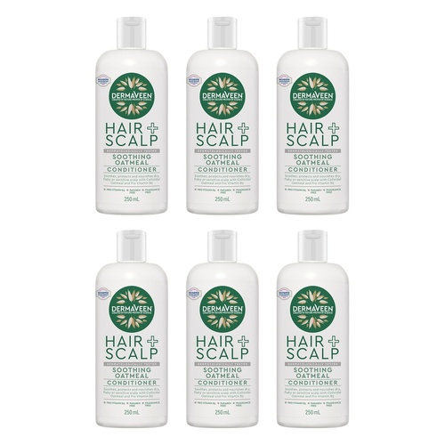 DermaVeen Oatmeal Conditioner for Dry, Flaky or Sensitive Scalps 250mL Pack of 6