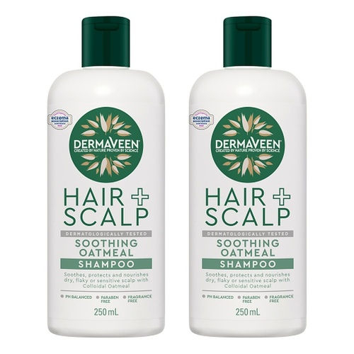 DermaVeen Oatmeal Shampoo for Dry, Flaky or Sensitive Scalps 250mL Pack of 2