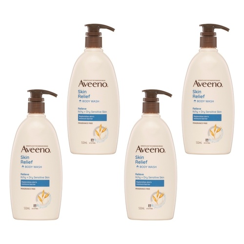 Aveeno Skin Relief Body Wash 532mL Pack of 4