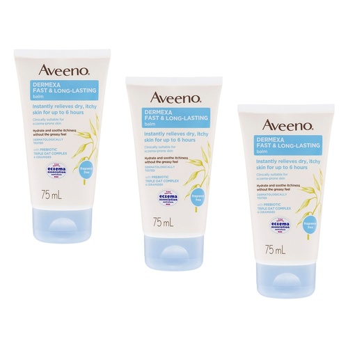 Aveeno Dermexa Body Balm for Sensitive, Eczema Prone Skin 75mL Pack of 3