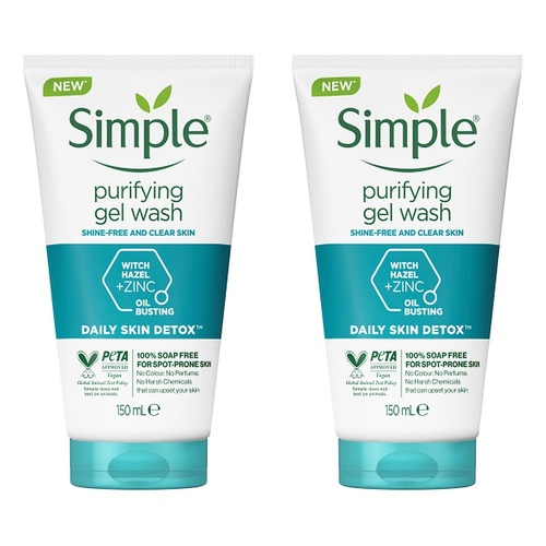 Simple Daily Skin Detox Purifying Facial Wash 150mL Pack of 2