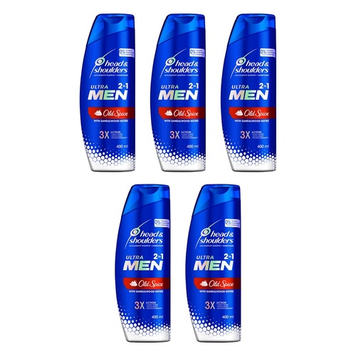 Head & Shoulders UltraMen Old Spice 2in1 Shampoo & Conditioner 400mL Pack of 5