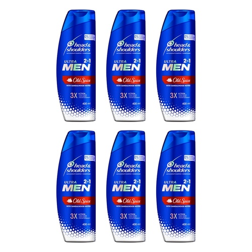 Head & Shoulders UltraMen Old Spice 2in1 Shampoo & Conditioner 400mL Pack of 6