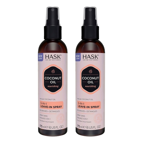 HASK Coconut Oil Nourishing 5-in-1 Leave-In Spray 175mL Pack of 2