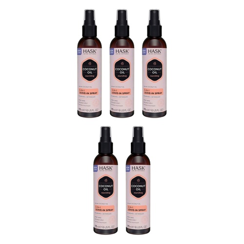 HASK Coconut Oil Nourishing 5-in-1 Leave-In Spray 175mL Pack of 5