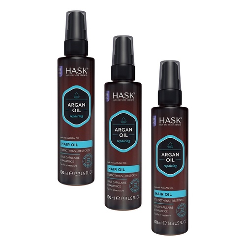 HASK Argan Oil Repairing Hair Oil 100mL Pack of 3