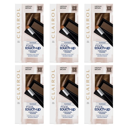 Clairol Root Touch-Up Concealing Powder Medium Brown 2.1g Pack of 6