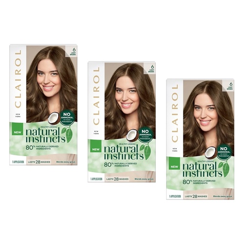 Clairol Natural Instincts 6 Light Brown Pack of 3