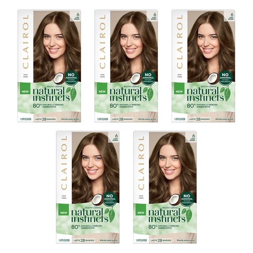 Clairol Natural Instincts 6 Light Brown Pack of 5