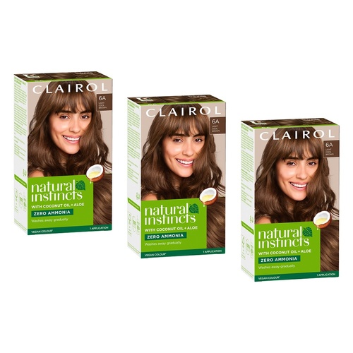 Clairol Natural Instincts 6A Light Cool Brown Pack of 3