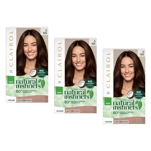 Clairol Natural Instincts 5 Medium Brown Pack of 3