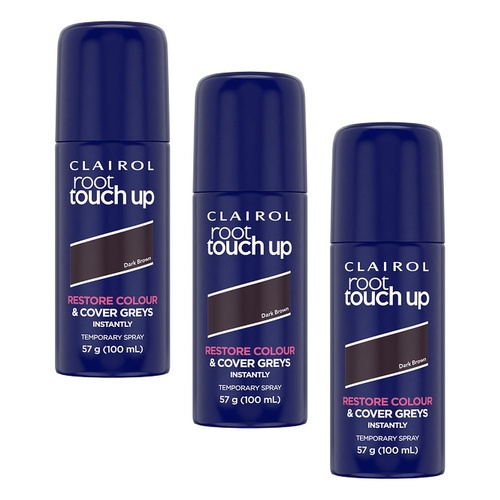 Clairol Root Touch-Up Root Concealing Spray Dark Brown 57g Pack of 3