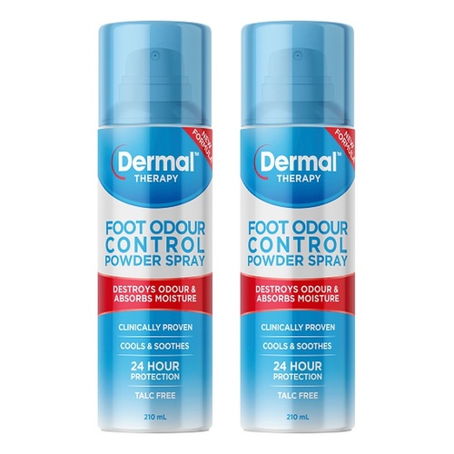 Dermal Therapy Foot Odour Control Powder Spray 210mL Pack of 2