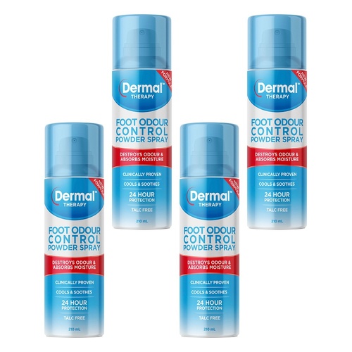 Dermal Therapy Foot Odour Control Powder Spray 210mL Pack of 4