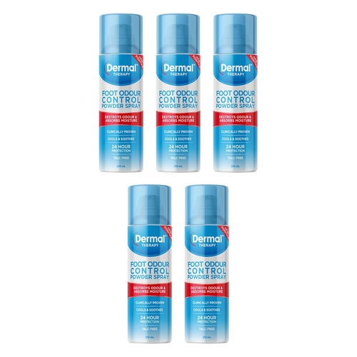 Dermal Therapy Foot Odour Control Powder Spray 210mL Pack of 5