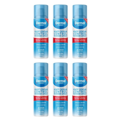 Dermal Therapy Foot Odour Control Powder Spray 210mL Pack of 6
