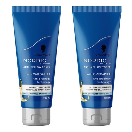 Schwarzkopf Nordic Blonde Anti-Yellow Toner 200mL Pack of 2