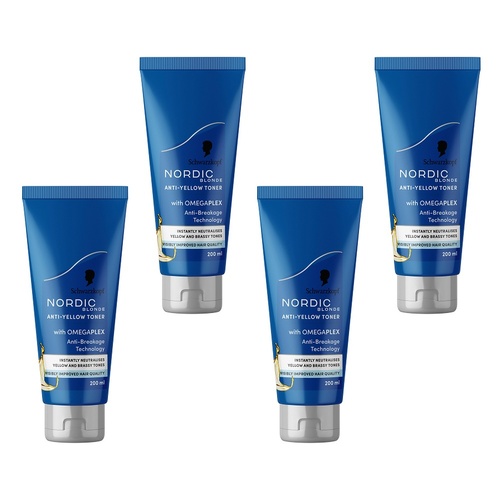 Schwarzkopf Nordic Blonde Anti-Yellow Toner 200mL Pack of 4