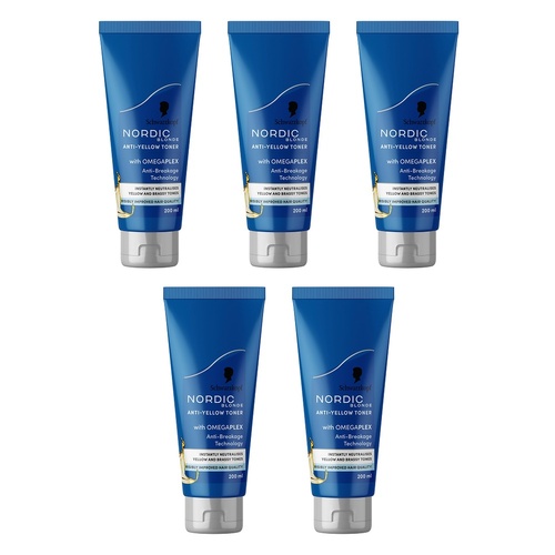 Schwarzkopf Nordic Blonde Anti-Yellow Toner 200mL Pack of 5