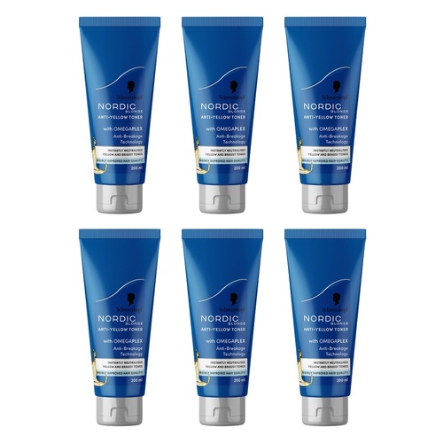 Schwarzkopf Nordic Blonde Anti-Yellow Toner 200mL Pack of 6