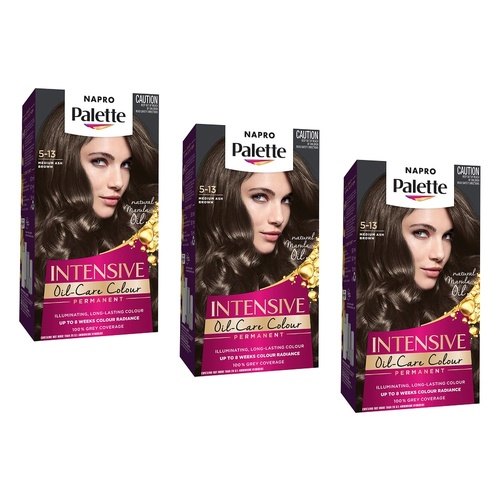 Napro Palette Permanent Crème Colour 5-13 Medium Ash Brown x 3 Bundle of 3