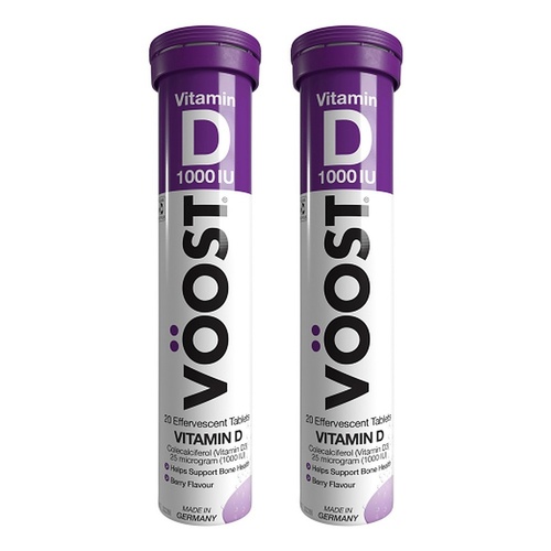 VÖOST Vitamin D 1000IU Berry Twenty Effervescent Tablets x 8 Bundle of 2