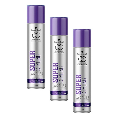 Schwarzkopf Extra Care Super Styling Lacquer Maximum Hold 100g Pack of 3