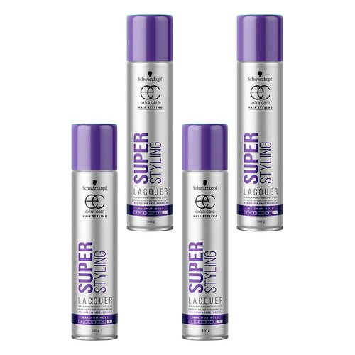 Schwarzkopf Extra Care Super Styling Lacquer Maximum Hold 100g Pack of 4