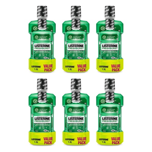 Listerine FreshBurst Antibacterial Mouthwash 1L + 500mL Pack of 6