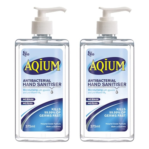 Ego Aqium Antibacterial Hand Sanitiser 375mL Pack of 2