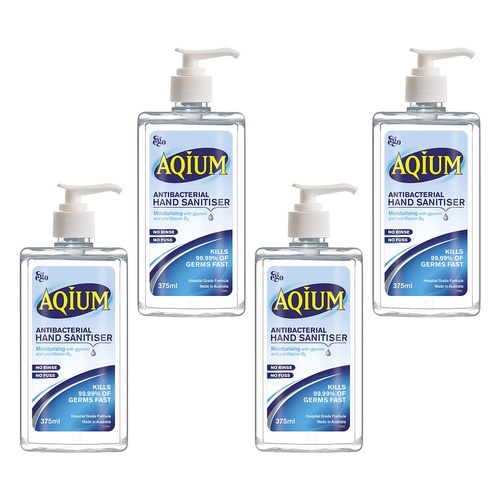 Ego Aqium Antibacterial Hand Sanitiser 375mL Pack of 4