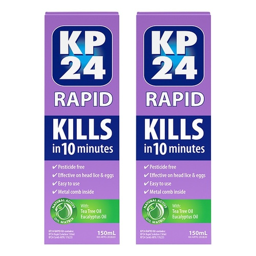 KP24 Rapid Head Lice Treatment Family Pack 150mL Bundle of 2