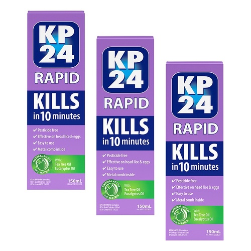 KP24 Rapid Head Lice Treatment Family Pack 150mL Bundle of 3