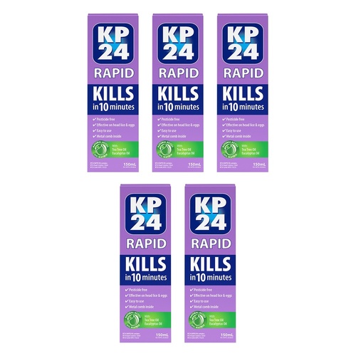 KP24 Rapid Head Lice Treatment Family Pack 150mL Bundle of 5