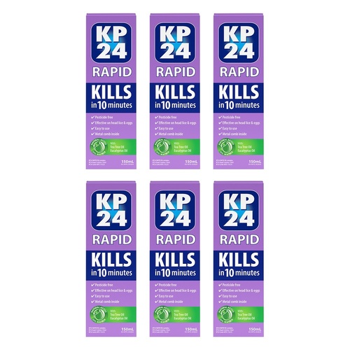 KP24 Rapid Head Lice Treatment Family Pack 150mL Bundle of 6