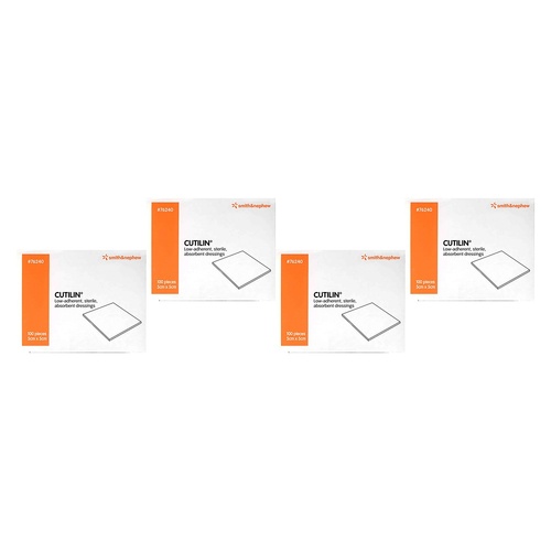 Cutilin Low Adherent Wound Pad 5cm x 5cm 100 Pack Bundle of 4