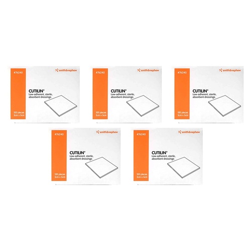 Cutilin Low Adherent Wound Pad 5cm x 5cm 100 Pack Bundle of 5