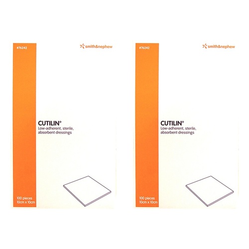 Cutilin Wound Dressing 10cm x 10cm 100 Pack Bundle of 2