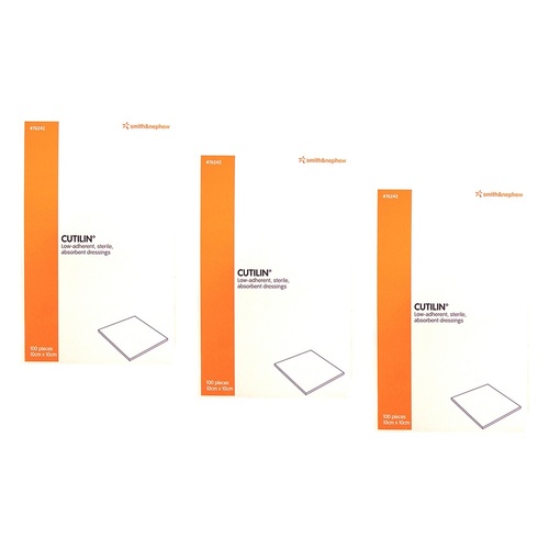 Cutilin Wound Dressing 10cm x 10cm 100 Pack Bundle of 3