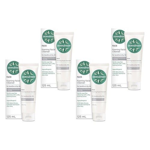 DermaVeen Foaming Facial Cleanser 125mL Pack of 4