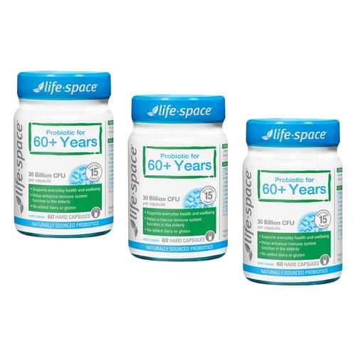 Life-Space Probiotic for 60+ Years 60 Capsules Pack of 3