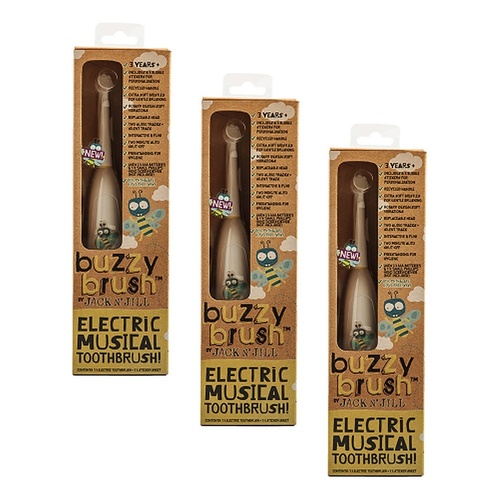 Jack N' Jill Buzzy Brush Electric Musical Toothbrush Pack of 3