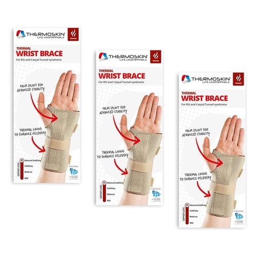 Thermoskin Thermal Wrist Brace Right XS/S Beige Pack of 3