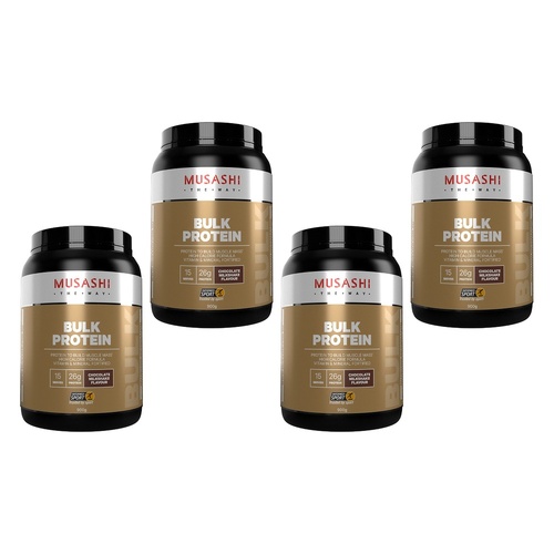 Musashi Bulk Protein Chocolate Milkshake 900g Pack of 4